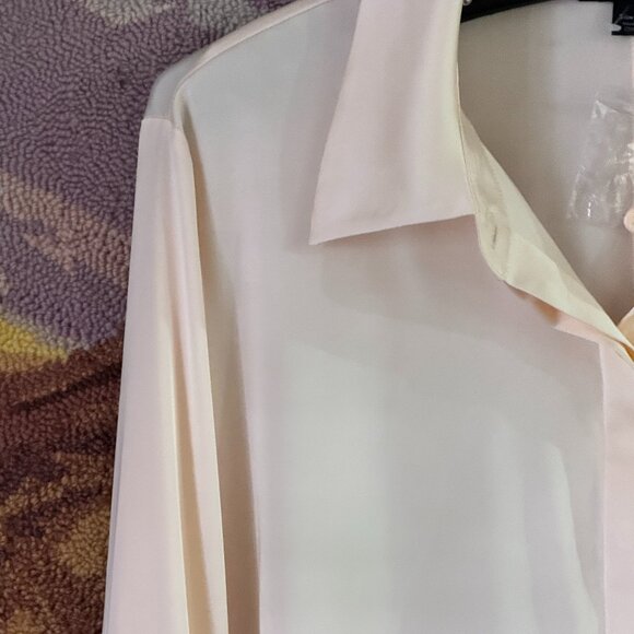 Boston Proper Sz 18 (XL) Womens Blouse Button Up Long Sleeve Light Peach - Picture 3 of 10